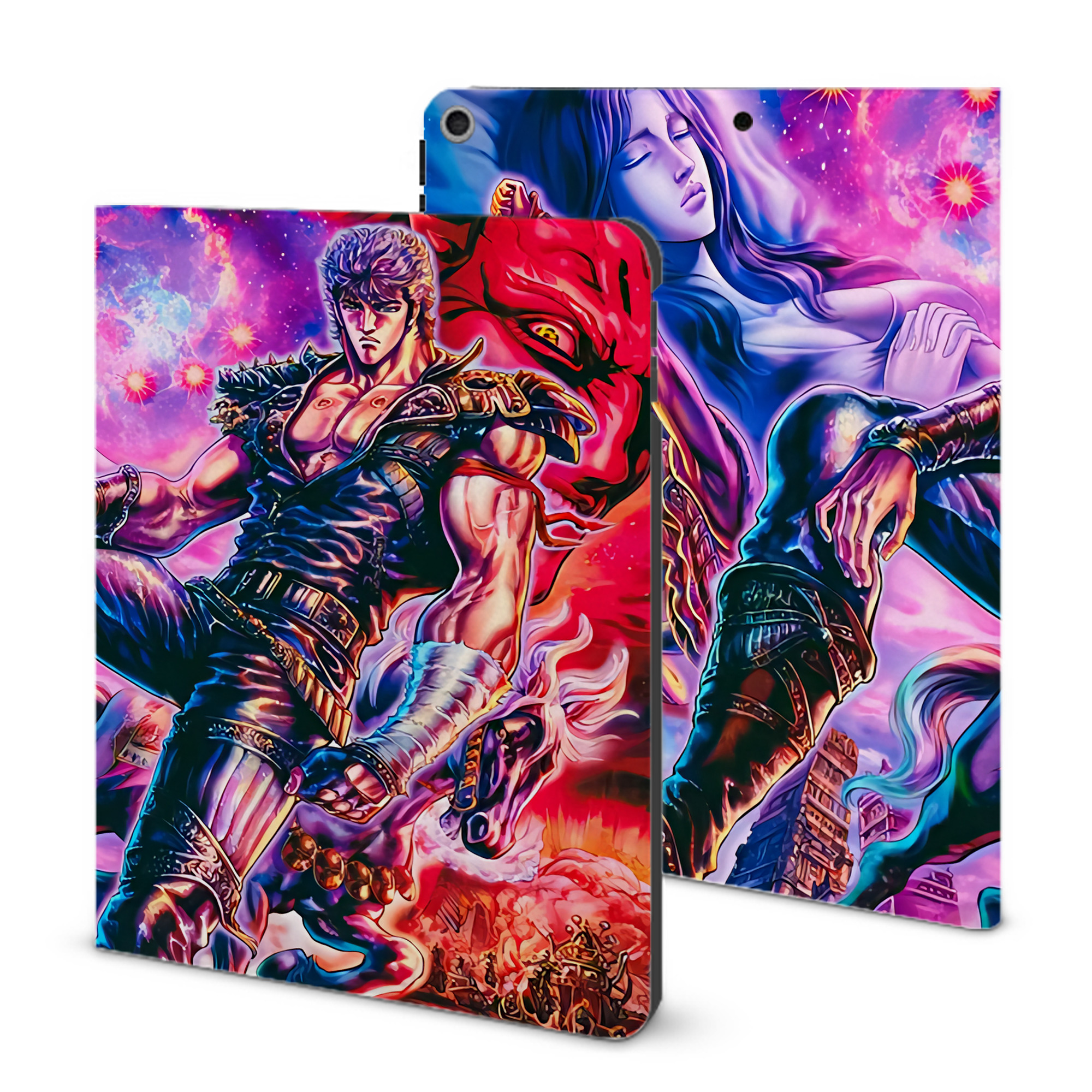 （画像用） 北斗の拳 Fist of the North Star IPad ケース ブック型 PUレザー TPU 耐衝撃 軽量 薄型 ペン収納なし 全面保護 IPad 各モデル対応